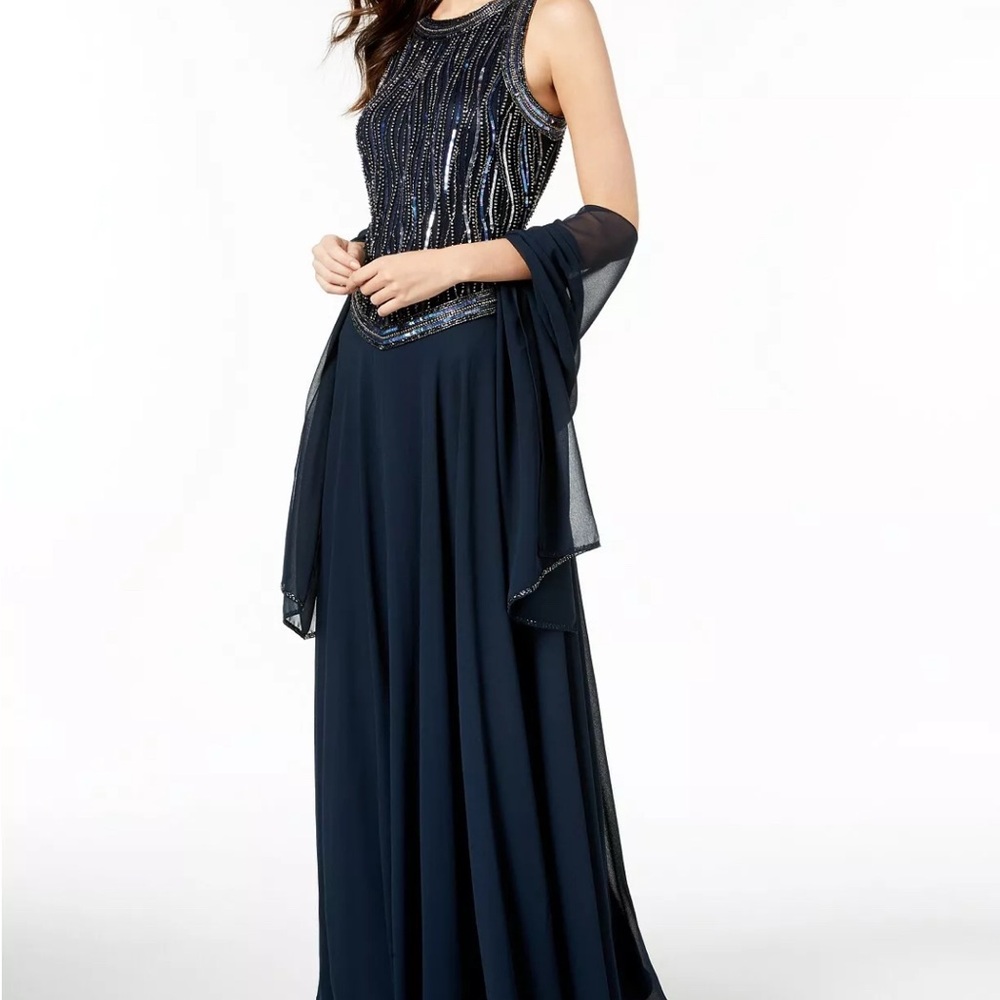 Elegant Navy Evening Gown